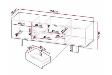 Staffin Golvstående Tv Bänk 150 cm med Förvaring i Målat Trä - Beige - Möbler - Vardagsrum - Tv-möbler & mediamöbler - Tv-bänkar