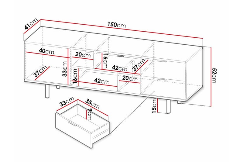Staffin Golvstående Tv Bänk 150 cm med Förvaring i Målat Trä - Beige - Möbler - Vardagsrum - Tv-möbler & mediamöbler - Tv-bänkar