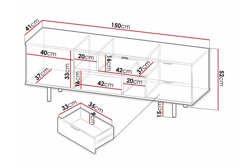 Staffin Golvstående Tv Bänk 150 cm med Förvaring i Målat Trä - Svart - Möbler - Vardagsrum - Tv-möbler & mediamöbler - Tv-bänkar