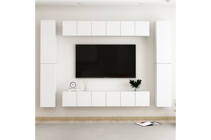 TV-skåp 10 delar vit spånskiva - Vit - Möbler - Vardagsrum - Tv-möbler & mediamöbler - Tv-skåp