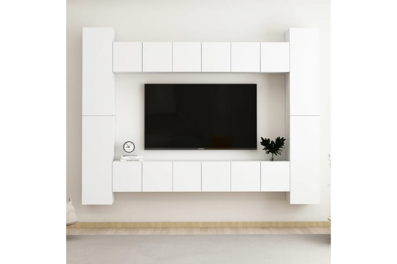 TV-skåp 10 delar vit spånskiva - Vit - Möbler - Vardagsrum - Tv-möbler & mediamöbler - Tv-skåp