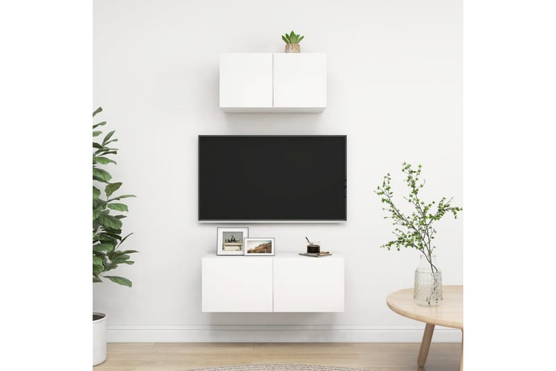 TV-skåp 2 delar vit spånskiva - Vit - Möbler - Vardagsrum - Tv-möbler & mediamöbler - Tv-skåp