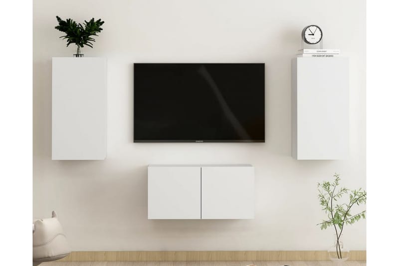 TV-skåp 3 delar vit spånskiva - Vit - Möbler - Vardagsrum - Tv-möbler & mediamöbler - Tv-skåp