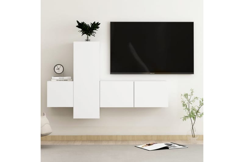 TV-skåp 3 delar vit spånskiva - Vit - Möbler - Vardagsrum - Tv-möbler & mediamöbler - Tv-skåp