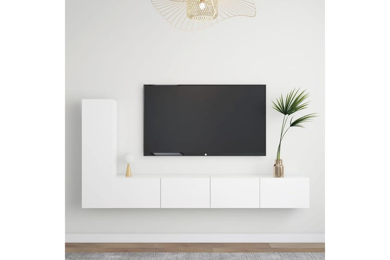 TV-skåp 3 delar vit spånskiva - Vit - Möbler - Vardagsrum - Tv-möbler & mediamöbler - Tv-skåp