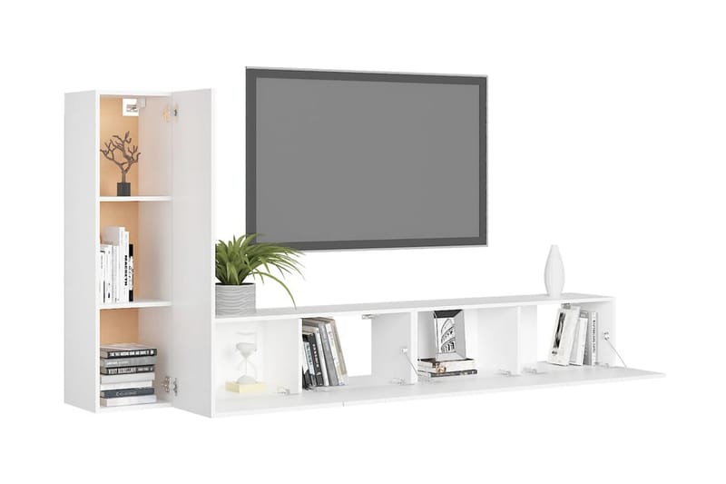 TV-skåp 3 delar vit spånskiva - Vit - Möbler - Vardagsrum - Tv-möbler & mediamöbler - Tv-skåp
