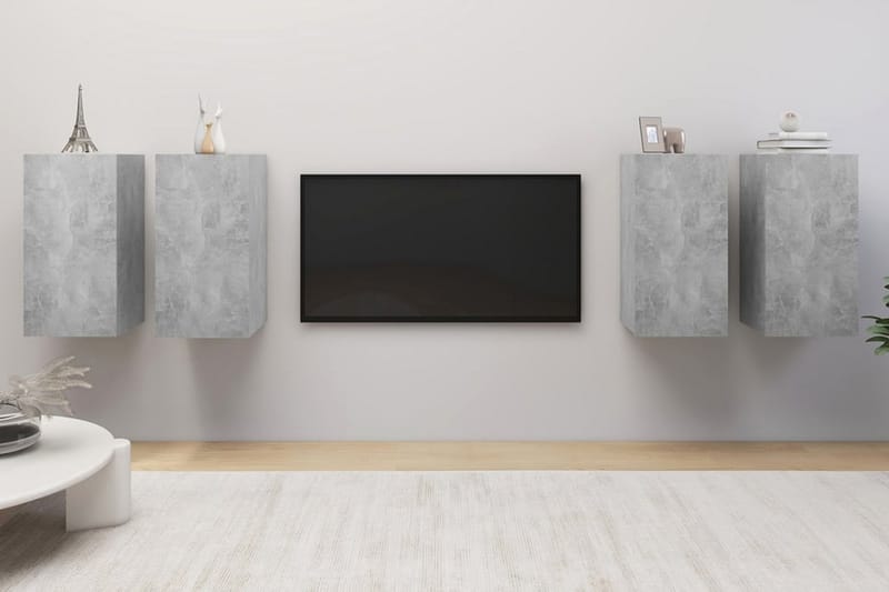 TV-skåp 4 delar betonggrå 30,5x30x60 cm spånskiva - Grå - Möbler - Vardagsrum - Tv-möbler & mediamöbler - Tv-skåp