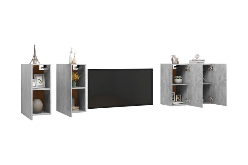 TV-skåp 4 delar betonggrå 30,5x30x60 cm spånskiva - Grå - Möbler - Vardagsrum - Tv-möbler & mediamöbler - Tv-skåp