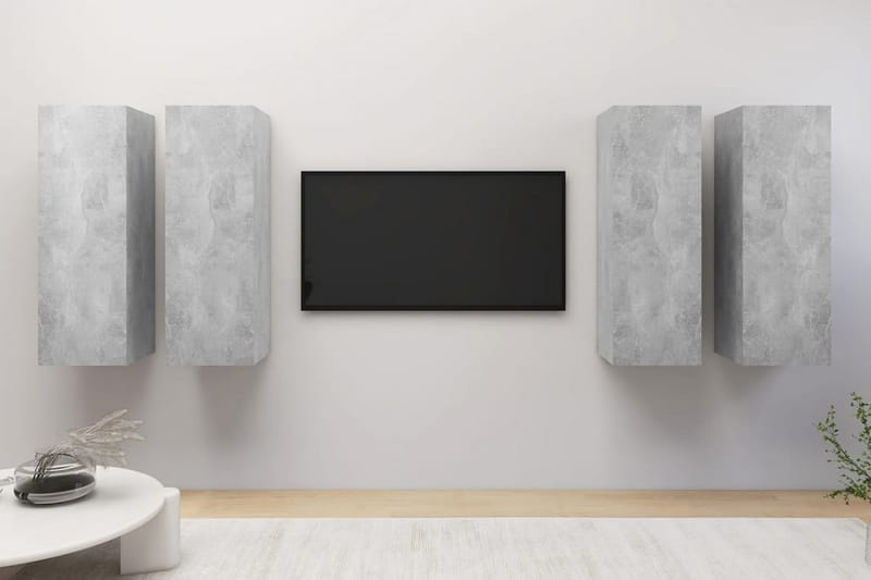 TV-skåp 4 delar betonggrå 30,5x30x90 cm spånskiva - Grå - Möbler - Vardagsrum - Tv-möbler & mediamöbler - Tv-skåp