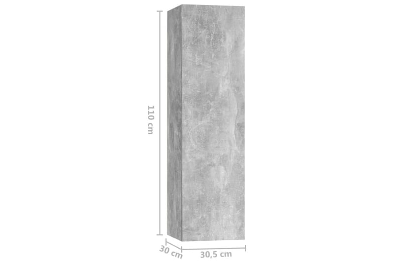 TV-skåp 4 delar betonggrå spånskiva - Grå - Tv-skåp