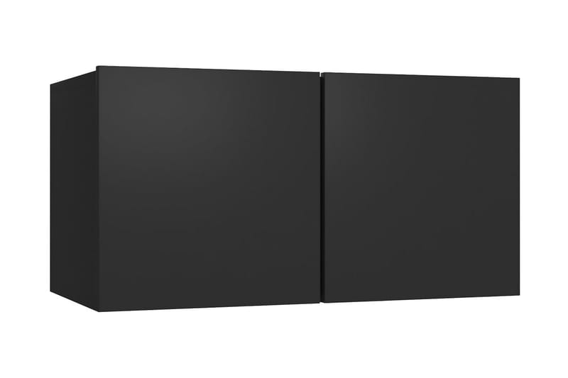 TV-skåp 4 delar svart spånskiva - Svart - Tv-skåp