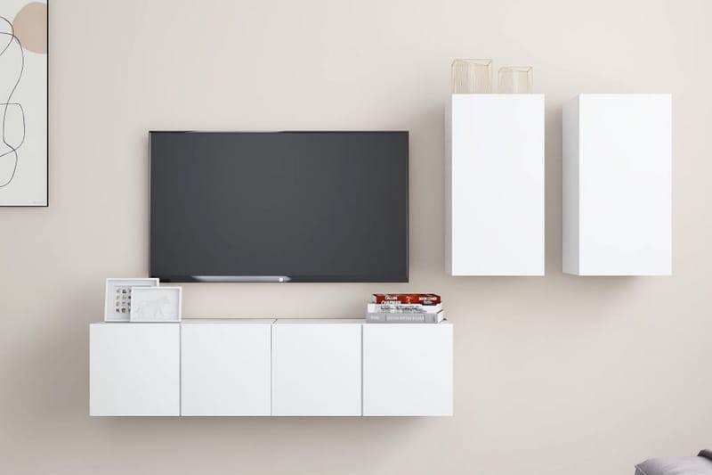TV-skåp 4 delar vit spånskiva - Vit - Möbler - Vardagsrum - Tv-möbler & mediamöbler - Tv-skåp
