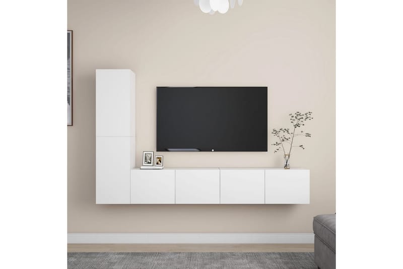 TV-skåp 4 delar vit spånskiva - Vit - Möbler - Vardagsrum - Tv-möbler & mediamöbler - Tv-skåp