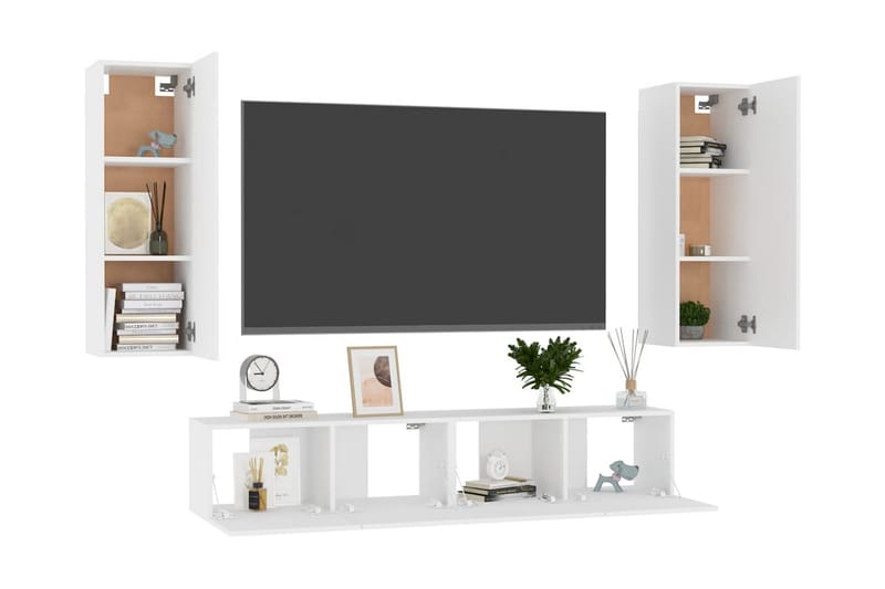 TV-skåp 4 delar vit spånskiva - Vit - Möbler - Vardagsrum - Tv-möbler & mediamöbler - Tv-skåp