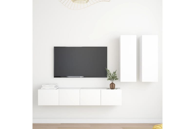 TV-skåp 4 delar vit spånskiva - Vit - Möbler - Vardagsrum - Tv-möbler & mediamöbler - Tv-skåp
