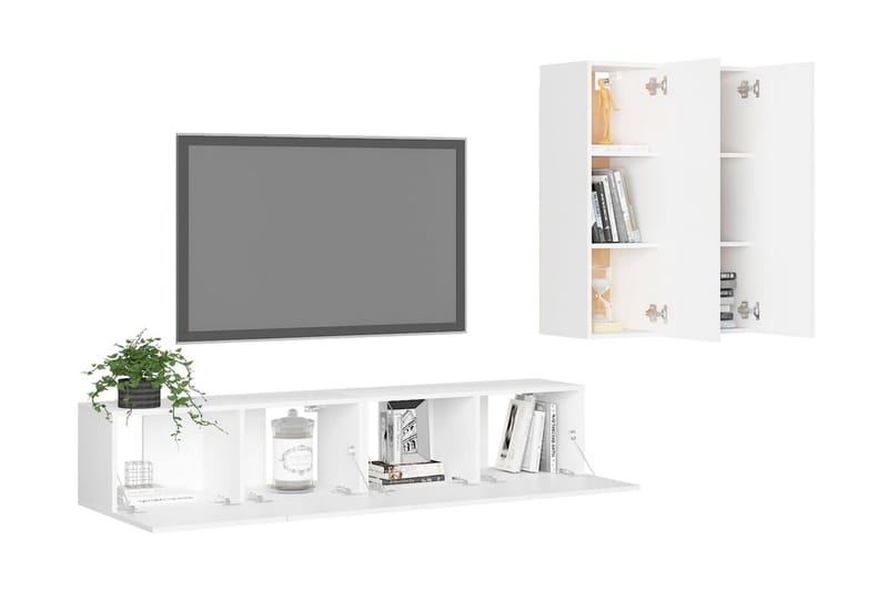 TV-skåp 4 delar vit spånskiva - Vit - Möbler - Vardagsrum - Tv-möbler & mediamöbler - Tv-skåp