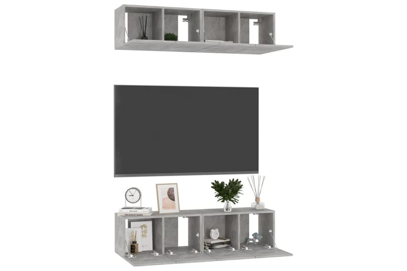 TV-skåp 4 st betonggrå 60x30x30 cm spånskiva - Grå - Möbler - Vardagsrum - Tv-möbler & mediamöbler - Tv-skåp