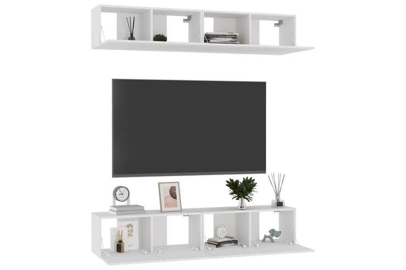 TV-skåp 4 st vit 80x30x30 cm spånskiva - Vit - Tv-skåp