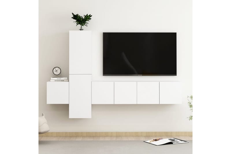 TV-skåp 5 delar vit spånskiva - Vit - Möbler - Vardagsrum - Tv-möbler & mediamöbler - Tv-skåp