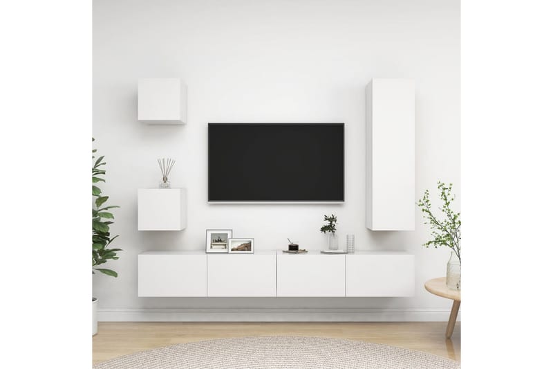 TV-skåp 5 delar vit spånskiva - Vit - Möbler - Vardagsrum - Tv-möbler & mediamöbler - Tv-skåp