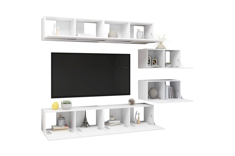TV-skåp 6 delar vit spånskiva - Vit - Möbler - Vardagsrum - Tv-möbler & mediamöbler - Tv-skåp