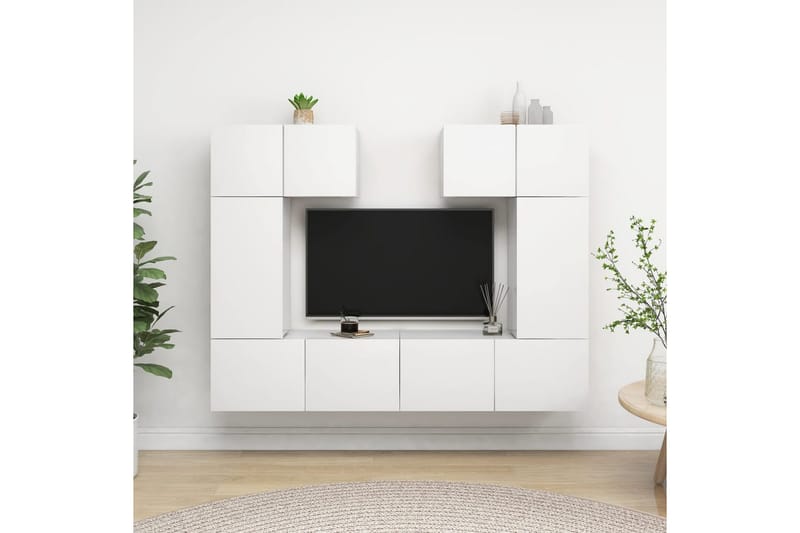 TV-skåp 6 delar vit spånskiva - Vit - Möbler - Vardagsrum - Tv-möbler & mediamöbler - Tv-skåp