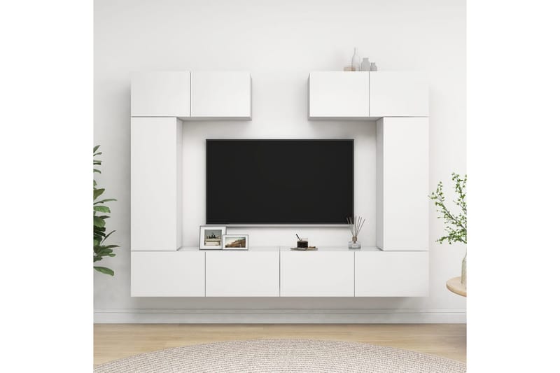 TV-skåp 6 delar vit spånskiva - Vit - Möbler - Vardagsrum - Tv-möbler & mediamöbler - Tv-skåp