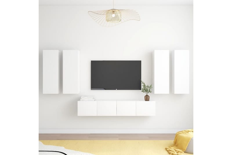 TV-skåp 6 delar vit spånskiva - Vit - Möbler - Vardagsrum - Tv-möbler & mediamöbler - Tv-skåp