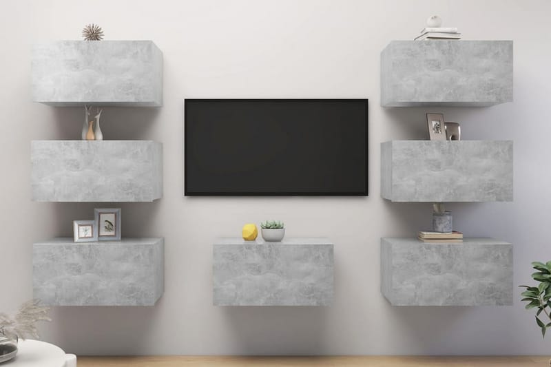 TV-skåp 7 delar betonggrå 30,5x30x60 cm spånskiva - Grå - Möbler - Vardagsrum - Tv-möbler & mediamöbler - Tv-skåp