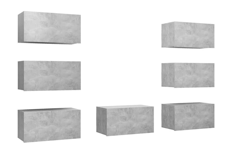 TV-skåp 7 delar betonggrå 30,5x30x60 cm spånskiva - Grå - Möbler - Vardagsrum - Tv-möbler & mediamöbler - Tv-skåp