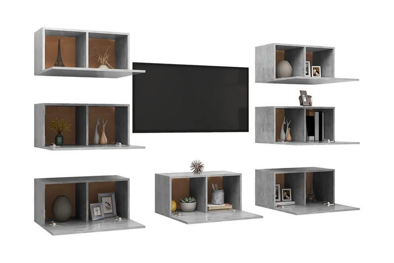 TV-skåp 7 delar betonggrå 30,5x30x60 cm spånskiva - Grå - Möbler - Vardagsrum - Tv-möbler & mediamöbler - Tv-skåp