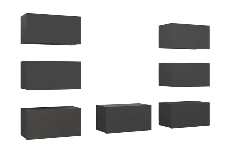 TV-skåp 7 delar grå 30,5x30x60 cm spånskiva - Grå - Tv-skåp