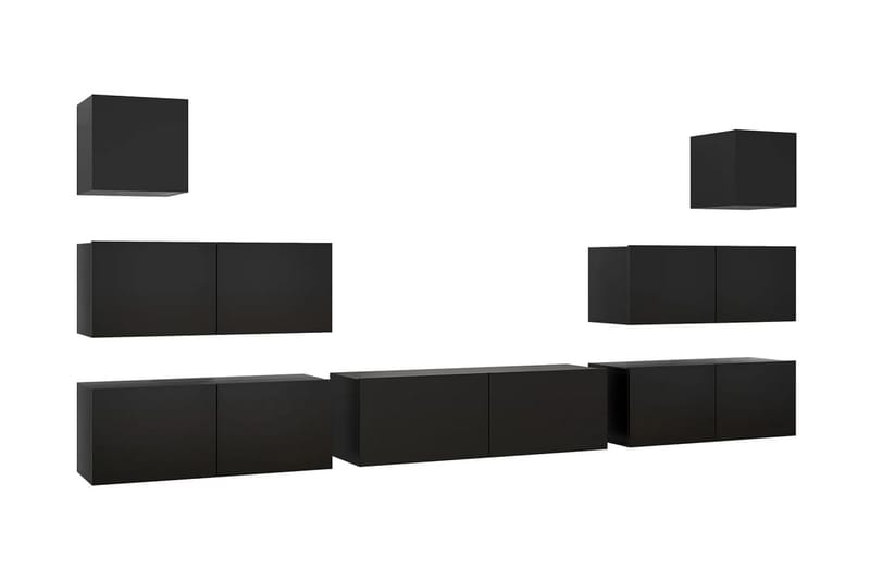 TV-skåp 7 delar svart spånskiva - Svart - Möbler - Vardagsrum - Tv-möbler & mediamöbler - Tv-skåp