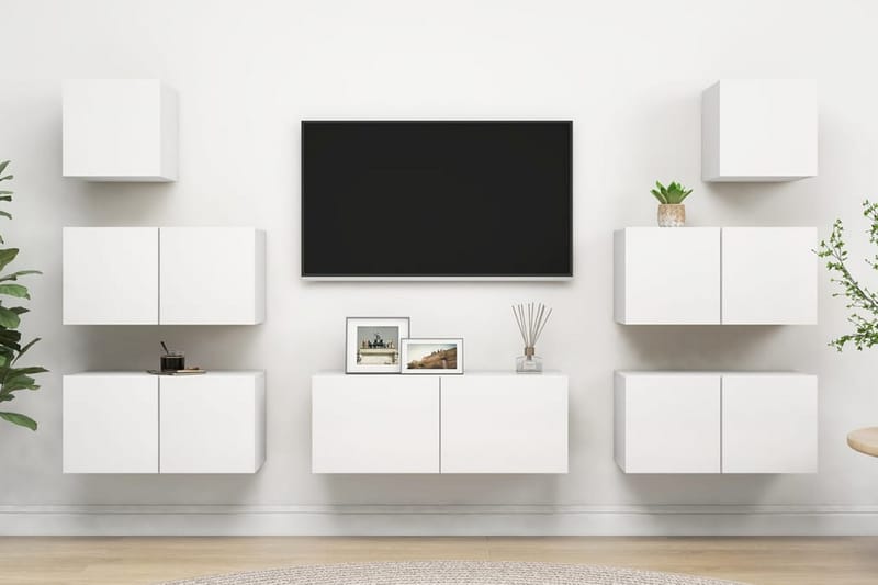 TV-skåp 7 delar vit spånskiva - Vit - Möbler - Vardagsrum - Tv-möbler & mediamöbler - Tv-skåp