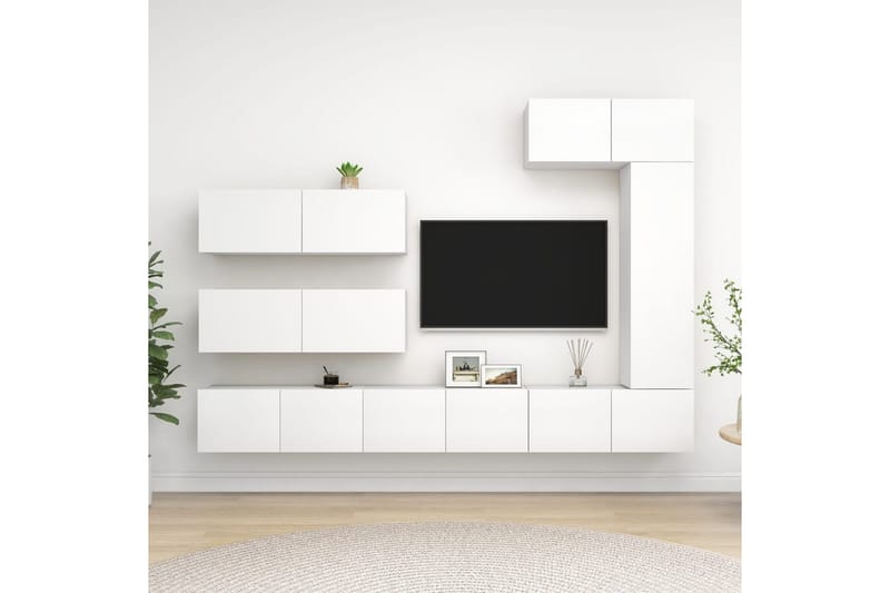 TV-skåp 7 delar vit spånskiva - Vit - Möbler - Vardagsrum - Tv-möbler & mediamöbler - Tv-skåp