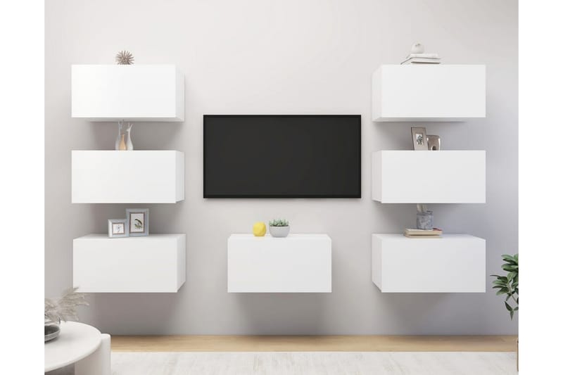 TV-skåp 7 st vit 30,5x30x60 cm spånskiva - Vit - Möbler - Vardagsrum - Tv-möbler & mediamöbler - Tv-skåp