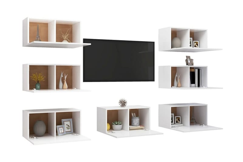 TV-skåp 7 st vit 30,5x30x60 cm spånskiva - Vit - Möbler - Vardagsrum - Tv-möbler & mediamöbler - Tv-skåp