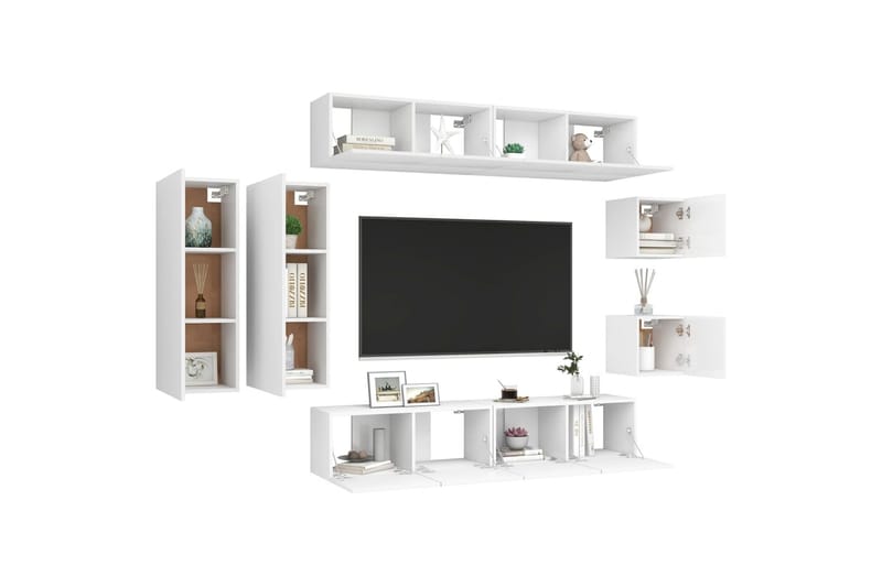 TV-skåp 8 delar vit spånskiva - Vit - Möbler - Vardagsrum - Tv-möbler & mediamöbler - Tv-skåp