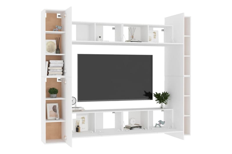 TV-skåp 8 delar vit spånskiva - Vit - Möbler - Vardagsrum - Tv-möbler & mediamöbler - Tv-skåp