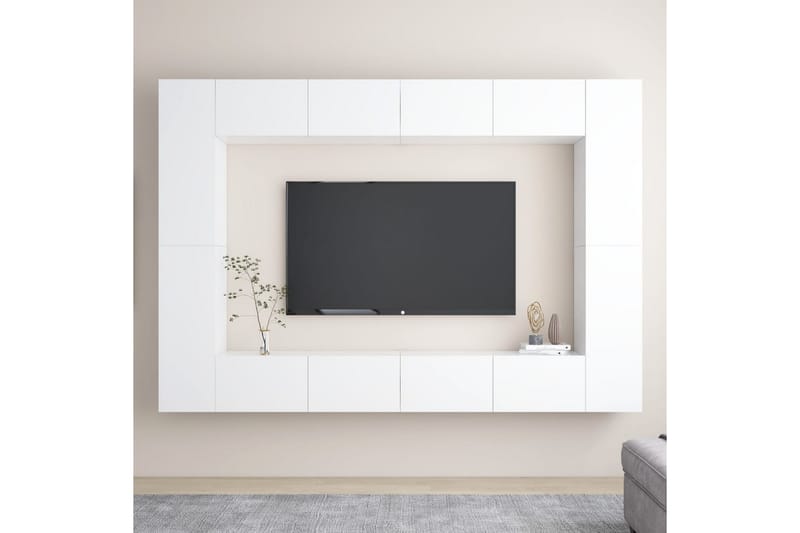 TV-skåp 8 delar vit spånskiva - Vit - Möbler - Vardagsrum - Tv-möbler & mediamöbler - Tv-skåp