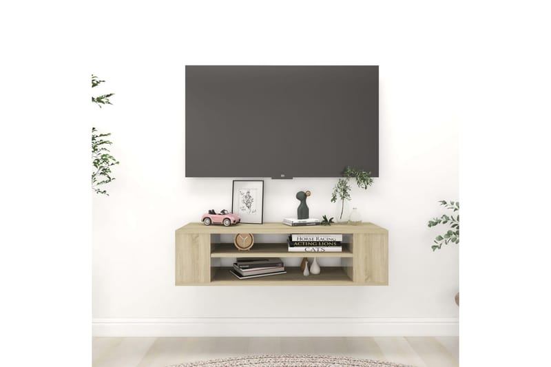 TV-väggskåp sonoma-ek 100x30x26,5 cm spånskiva - Brun - Tv-skåp