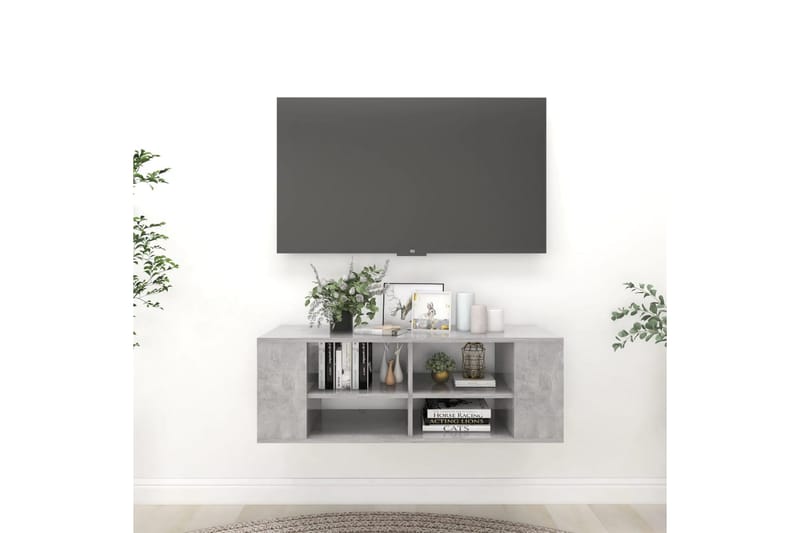 Väggmonterat tv-skåp betonggrå 102x35x35 cm spånskiva - Grå - Möbler - Vardagsrum - Tv-möbler & mediamöbler - Tv-skåp