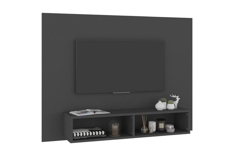 Väggmonterat tv-skåp grå 120x23,5x90 cm spånskiva - Grå - Tv-skåp