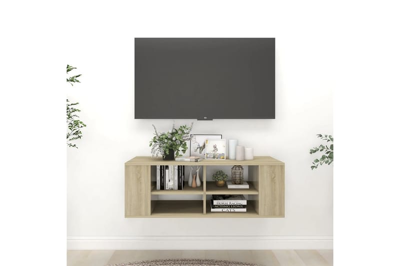 Väggmonterat tv-skåp sonoma-ek 102x35x35 cm spånskiva - Brun - Möbler - Vardagsrum - Tv-möbler & mediamöbler - Tv-skåp