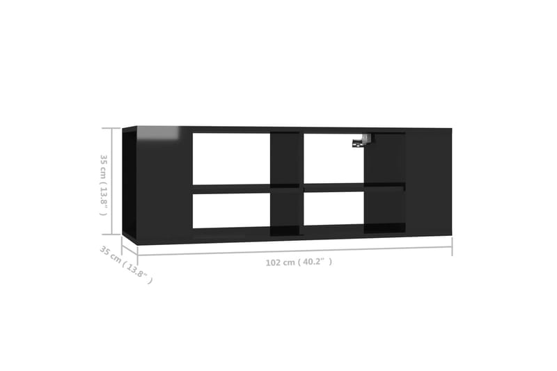 Väggmonterat tv-skåp svart högglans 102x35x35 cm spånskiva - Svart - Möbler - Vardagsrum - Tv-möbler & mediamöbler - Tv-skåp
