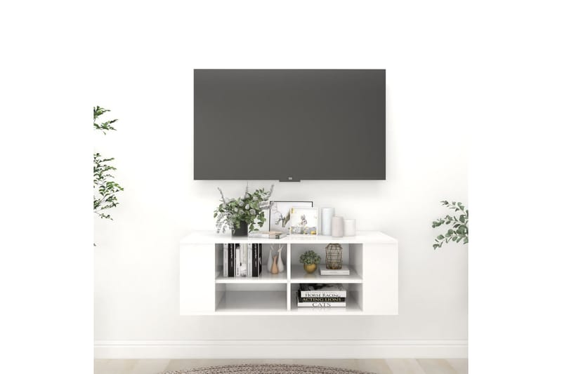 Väggmonterat tv-skåp vit högglans 102x35x35 cm spånskiva - Vit - Möbler - Vardagsrum - Tv-möbler & mediamöbler - Tv-skåp