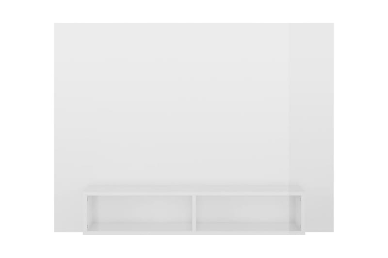 Väggmonterat tv-skåp vit högglans 120x23,5x90 cm spånskiva - Vit - Tv-skåp