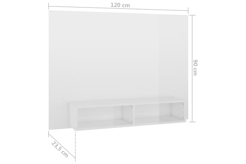 Väggmonterat tv-skåp vit högglans 120x23,5x90 cm spånskiva - Vit - Tv-skåp