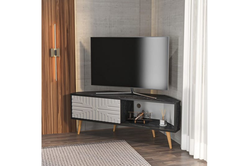 Abbas Tv-bänk 140 cm - Svart/Vit - Möbler - Vardagsrum - Tv-möbler & mediamöbler - Tv-bänkar