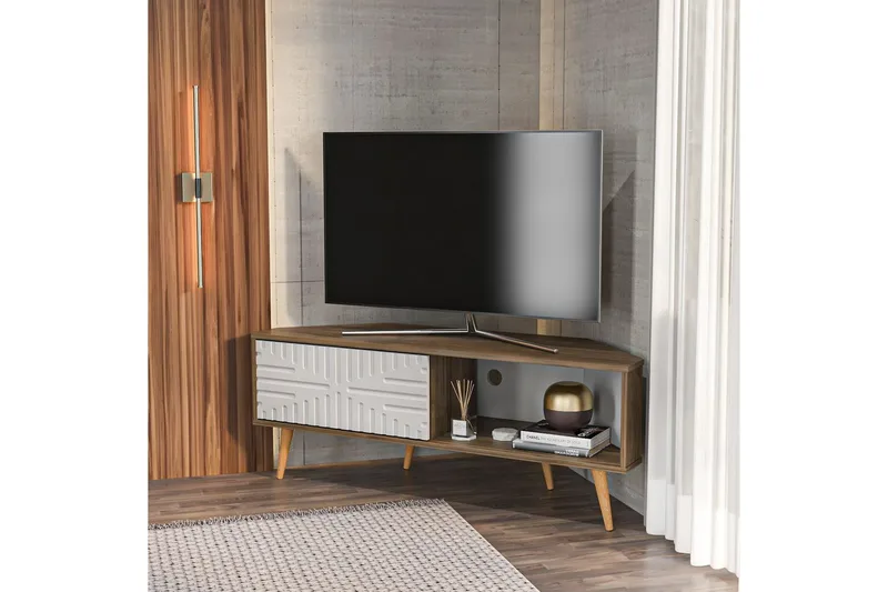 Abbas Tv-bänk 140 cm - Valnöt/Vit - Möbler - Vardagsrum - Tv-möbler & mediamöbler - Tv-bänkar